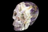 Realistic, Carved Chevron Amethyst Skull #150975-2